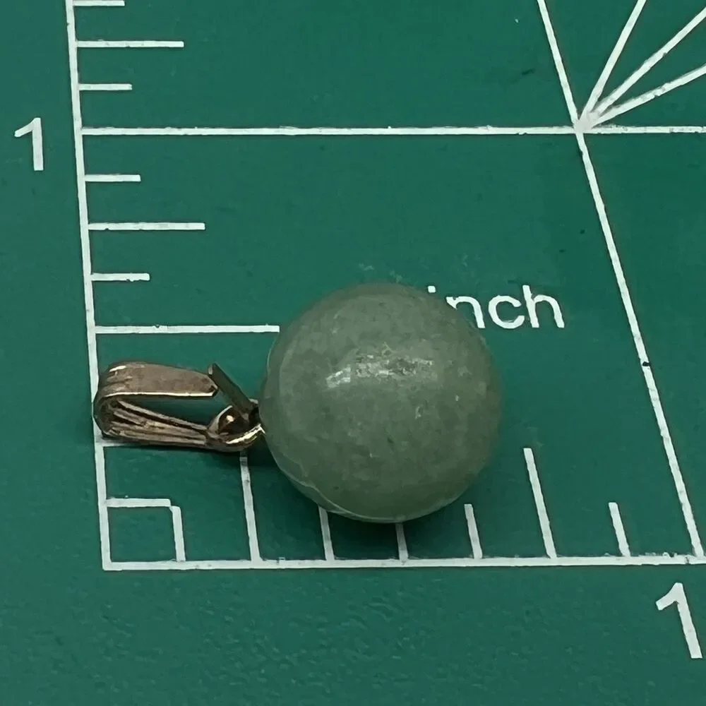 Adventurine Green Polished Quartz Ball Pendant Gold Tone Bail